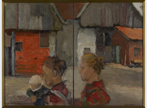 Mondriaan - Vrouwen met kind voor boerderij, ca 1894 � 1896